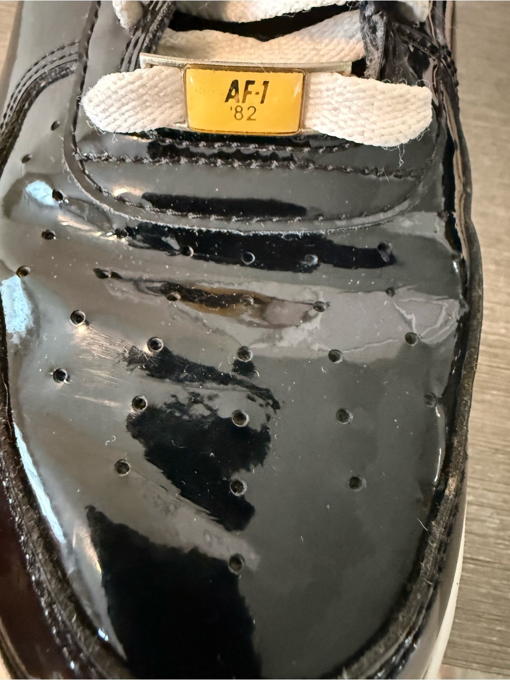 Nike Men's Black Patent Leather AF‑1 '82 Low Top Sneakers